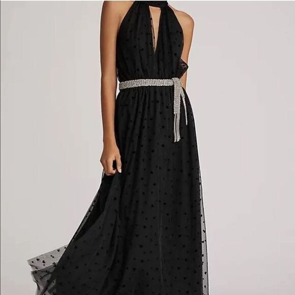 New Anthropologie Hearts Black Tulle Midi Skirt Medium Petite #041 - Picture 2 of 5